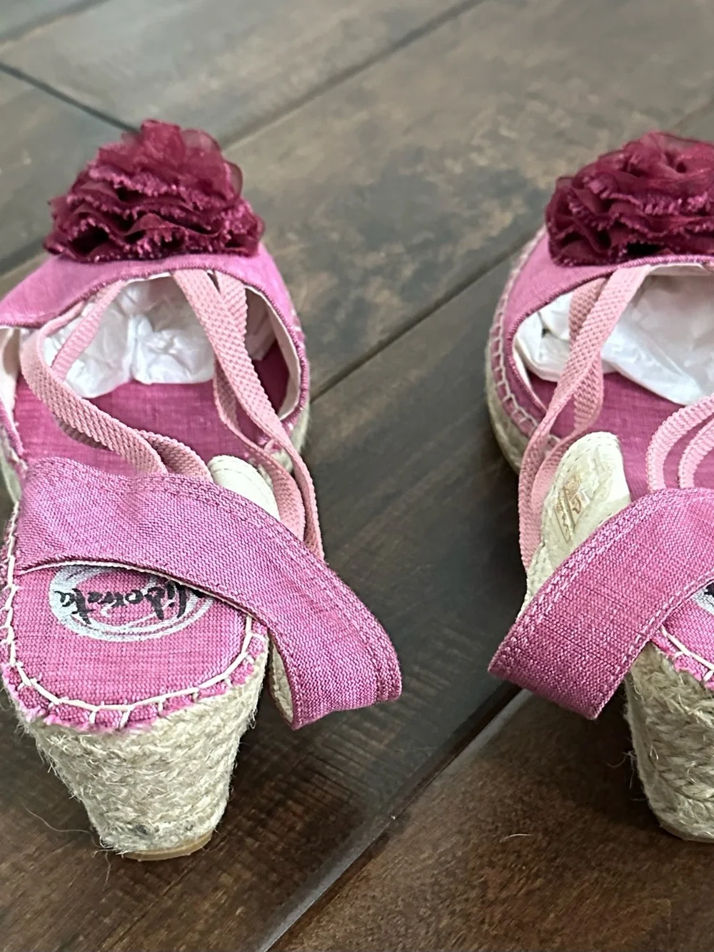 Vidorreta Pink Floral Espadrille Wedge Sandals  made in Spain size 40/9us